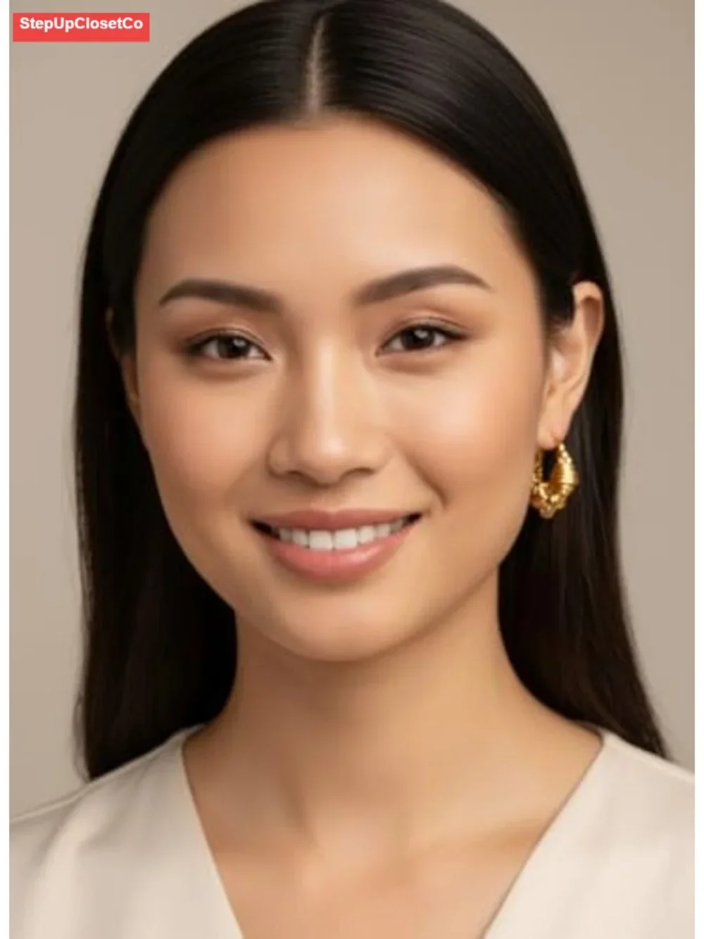 Y2K Gold Bamboo Hoop Knot Twist Earrings for Women Large Thick Hoop Jewelry